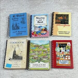 Vintage cookbook bundle - lot of 6 church cookbooks